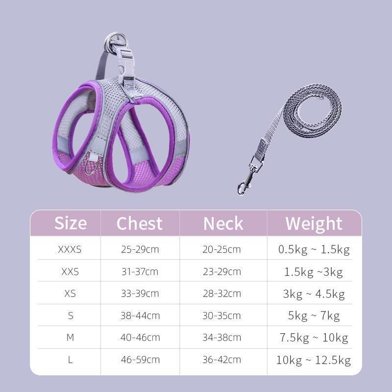 Break-Free Cat Traction Harness Set With Breathable Mesh Chest Strap-6