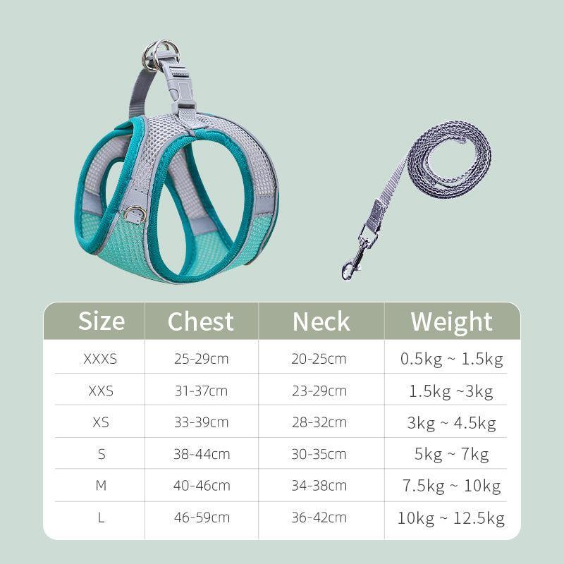 Break-Free Cat Traction Harness Set With Breathable Mesh Chest Strap-4